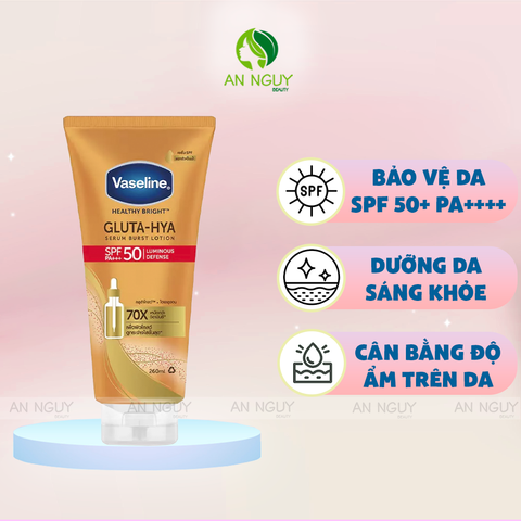 Sữa Dưỡng Thể Chống Nắng Vaseline Healthy Bright Gluta-Hyal 70X Serum Burst Lotion