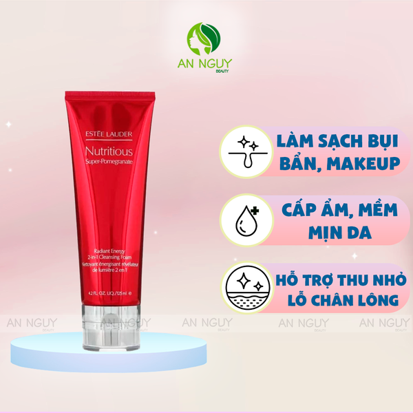 Sữa Rửa Mặt Estee Lauder Nutritious Super-Pomegranate Radiant Energy 2-in-1 Cleansing Foam Làm Sạch Da 125ml