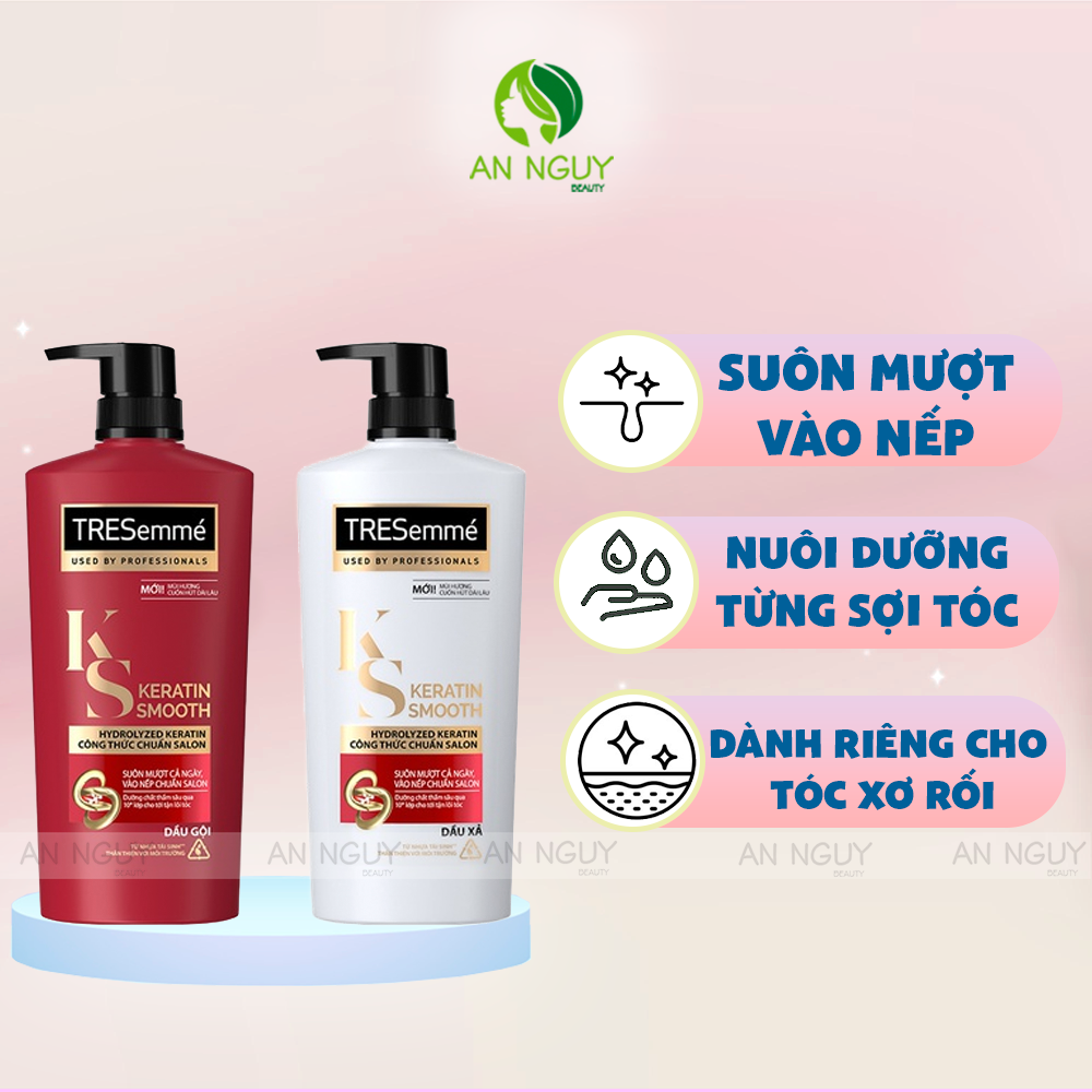 Bộ Gội Xả TRESemmé Keratin Smooth KeratinBond+ Dưỡng Tóc Suôn Mượt