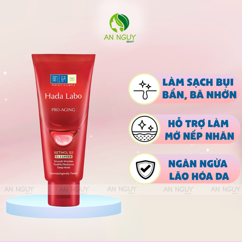 Sữa Rửa Mặt Hada Labo Pro Aging Retinol B3 Cleanser Cải Thiện Lão Hoá Da 80g