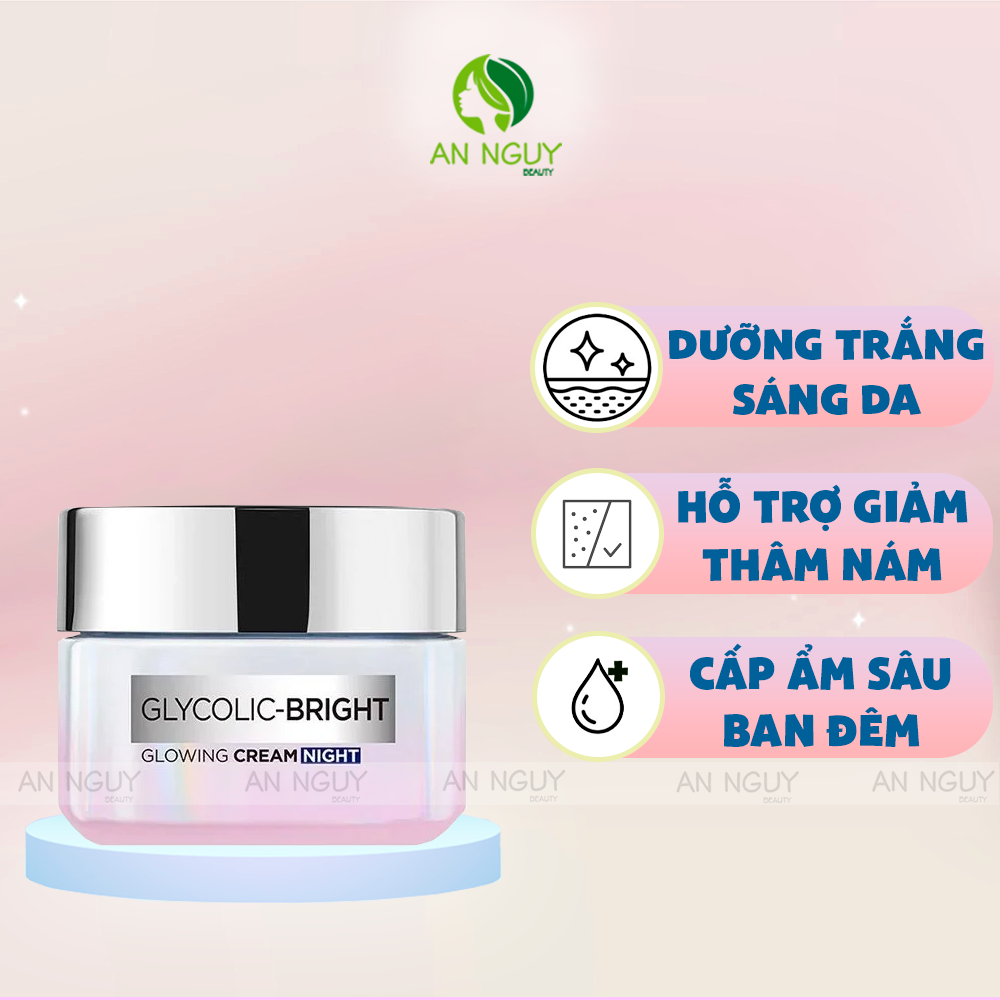 Kem Dưỡng L'Oreal Paris Glycolic-Bright Glowing Cream Night Sáng Da Ban Đêm