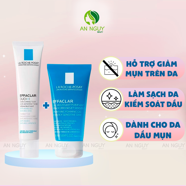 Combo Kem Dưỡng Giảm Mụn La Roche-Posay Effaclar Duo+ 40ml Và Gel Rửa Mặt La Roche-Posay 50ml