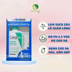 [Mua 1 Tặng 1] Sữa Rửa Mặt CeraVe Face Foaming Gel For Normal To Oily Skin 236ml + Tặng Dưỡng Ẩm CeraVe