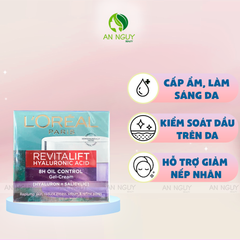 Kem Dưỡng L'Oreal Revitalift Hyaluronic Acid 8H Oil Control Gel Cream Cấp Ẩm, Kiềm Dầu
