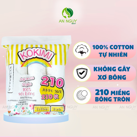 Bông Tẩy Trang Kokimi 100% Cotton Mềm Mịn