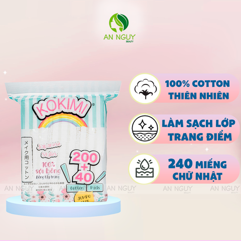 Bông Tẩy Trang Kokimi 100% Cotton Mềm Mịn