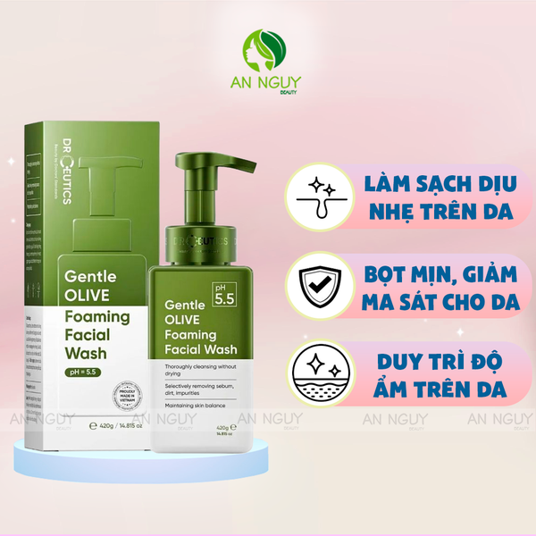 Bọt Rửa Mặt Drceutics Gentle Olive Foaming Facial Wash Làm Sạch Sâu 420g