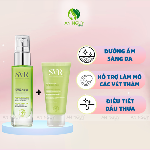 [Mua 1 Tặng 1] Tinh Chất SVR Sebiaclear Serum 30ml + Gel Rửa Mặt SVR Sebiaclear Gel 55ml