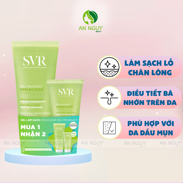 [Mua 1 Tặng 1] Gel Rửa Mặt SVR Sebiaclear Gel Moussant 200ml + Tặng Gel Rửa Mặt SVR Sebiaclear 55ml