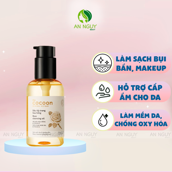 Dầu Tẩy Trang Hoa Hồng Cocoon Rose Cleansing Oil Sạch Sâu, Dưỡng Ẩm 140ml