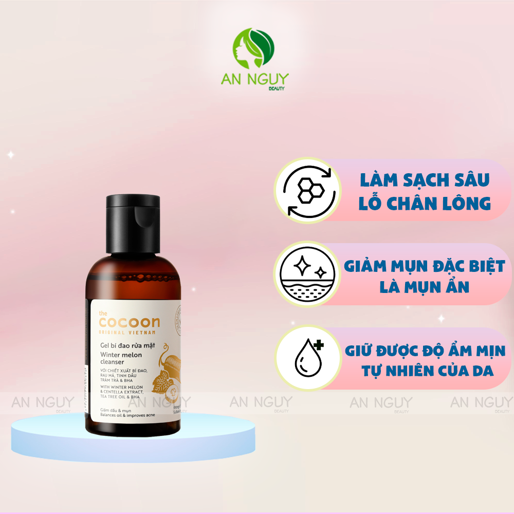 Gel Rửa Mặt Cocoon Winter Melon Cleanser Chiết Xuất Bí Đao Kiểm Soát Dầu, Ngừa Mụn