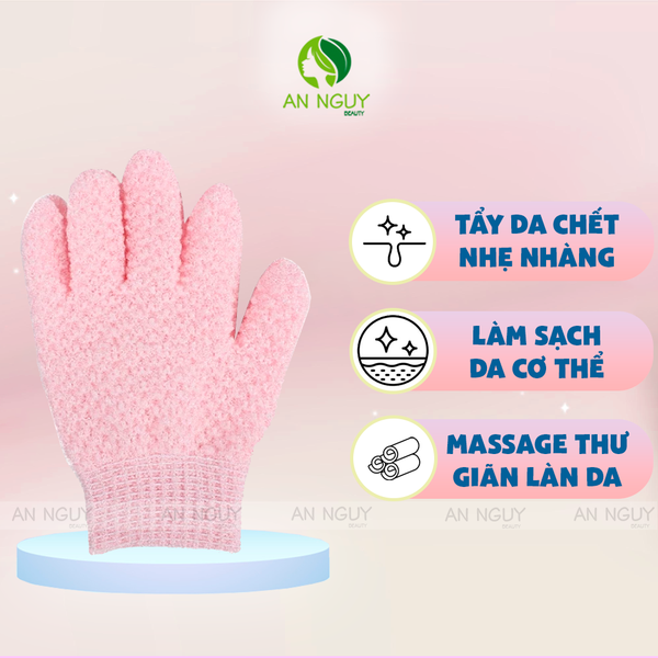 Găng Tay Tẩy Tế Bào Chết Jary Body Exfoliating Massage Gloves Màu Hồng