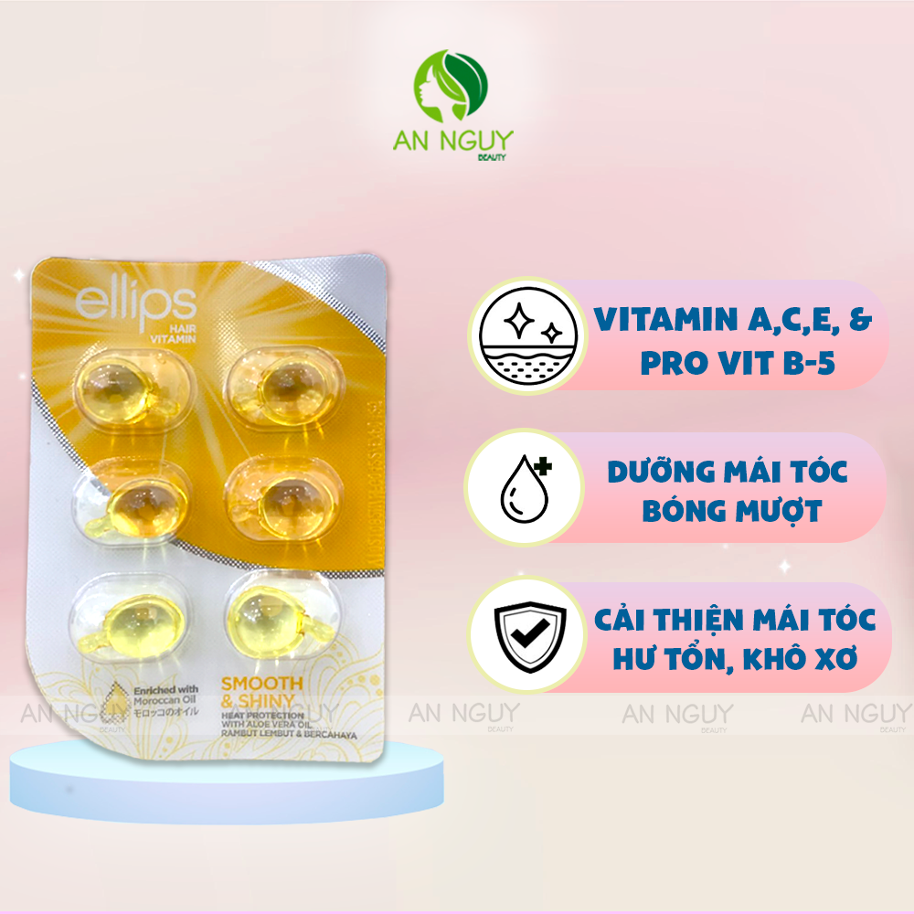 Dưỡng Tóc Ellips Vitamin Hair Vitamin Moroccan Oil Vỉ 6 Viên