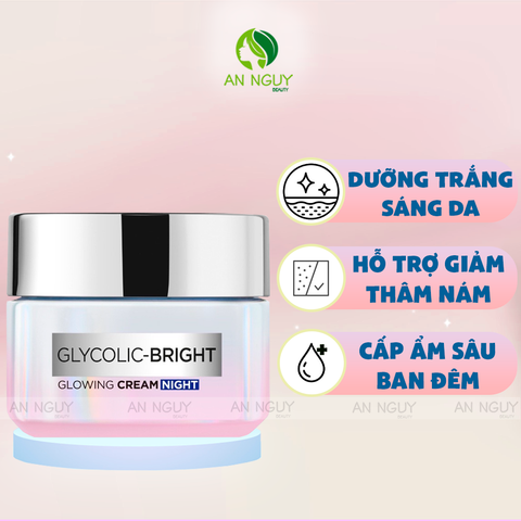 Kem Dưỡng L'Oreal Paris Glycolic-Bright Glowing Cream Night Sáng Da Ban Đêm