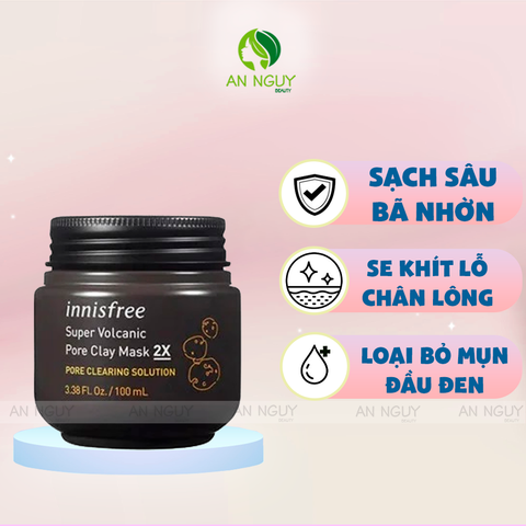 Mặt Nạ Innisfree Super Volcanic Pore Clay Mask 2X Giảm Mụn Đầu Đen 100ml