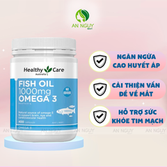 Viên Uống Dầu Cá Healthy Care Fish Oil 1000mg Omega-3 Hỗ Trợ Cải Thiện Sức Khỏe 400 Viên