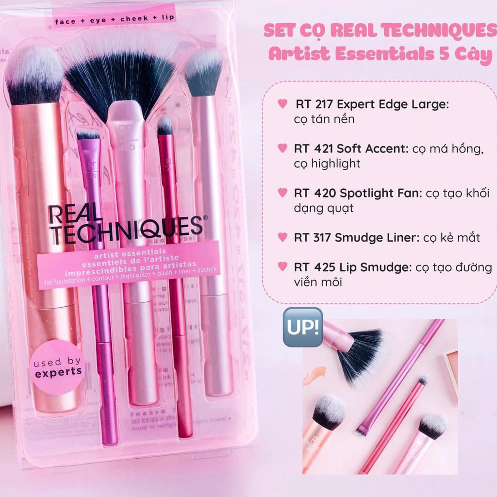 Set 5 Cọ Trang Điểm Chuyên Nghiệp Real Techniques Artist Essentials