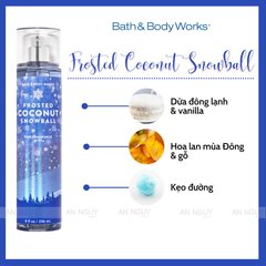 Xịt Thơm Bath & Body Works Frosted Coconut Snowball Fine Fragrance Mist Hương Dừa Thơm Mát 236ml