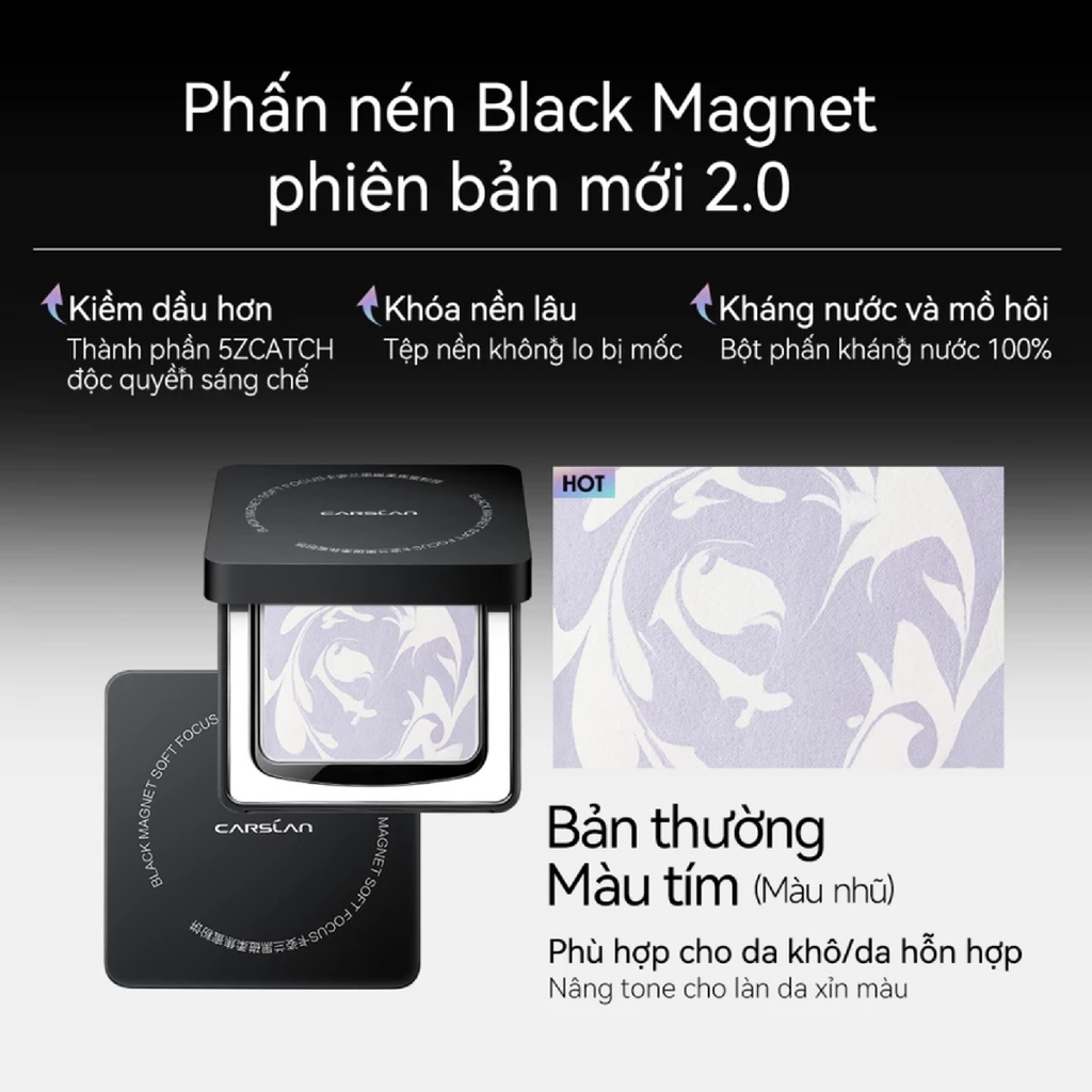 Phấn Carslan Black Magnet Soft Focus Powder 8g (Bản Nâng Cấp 2.0)