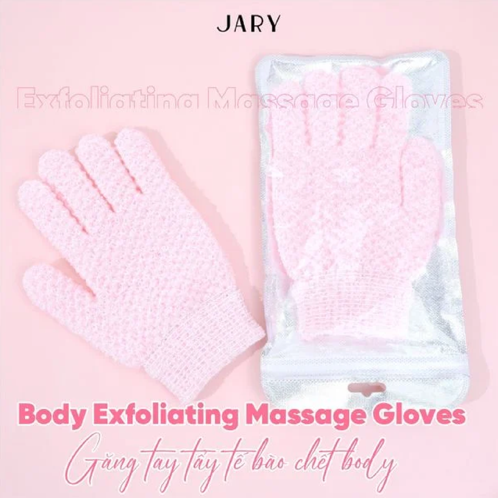 Găng Tay Tẩy Tế Bào Chết Jary Body Exfoliating Massage Gloves Màu Hồng
