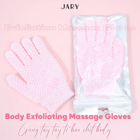 Găng Tay Tẩy Tế Bào Chết Jary Body Exfoliating Massage Gloves Màu Hồng