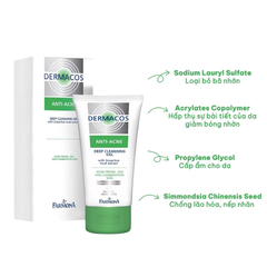 Sữa Rửa Mặt Sạch Sâu, Ngừa Mụn Farmona Dermacos Anti-Acne Deep Cleansing Gel Chứa Bùn Hoạt Tính 150ml