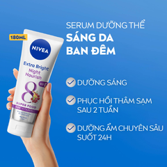 Serum Dưỡng Thể Nivea Extra Bright Night Nourish Super Food 50X Vitamin C Body Serum 180ml