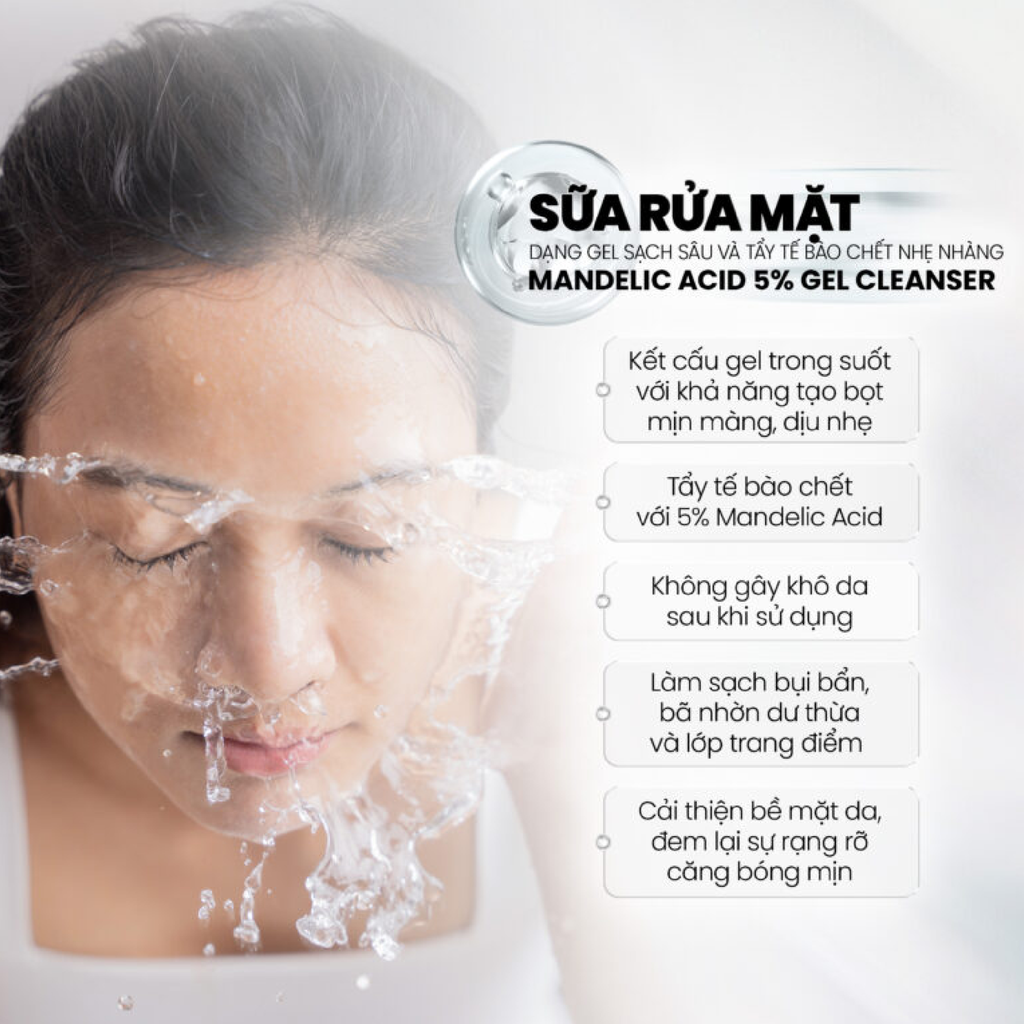 Sữa Rửa Mặt MD Care Mandelic 5% Gel Cleanser Làm Sạch Sâu 200ml