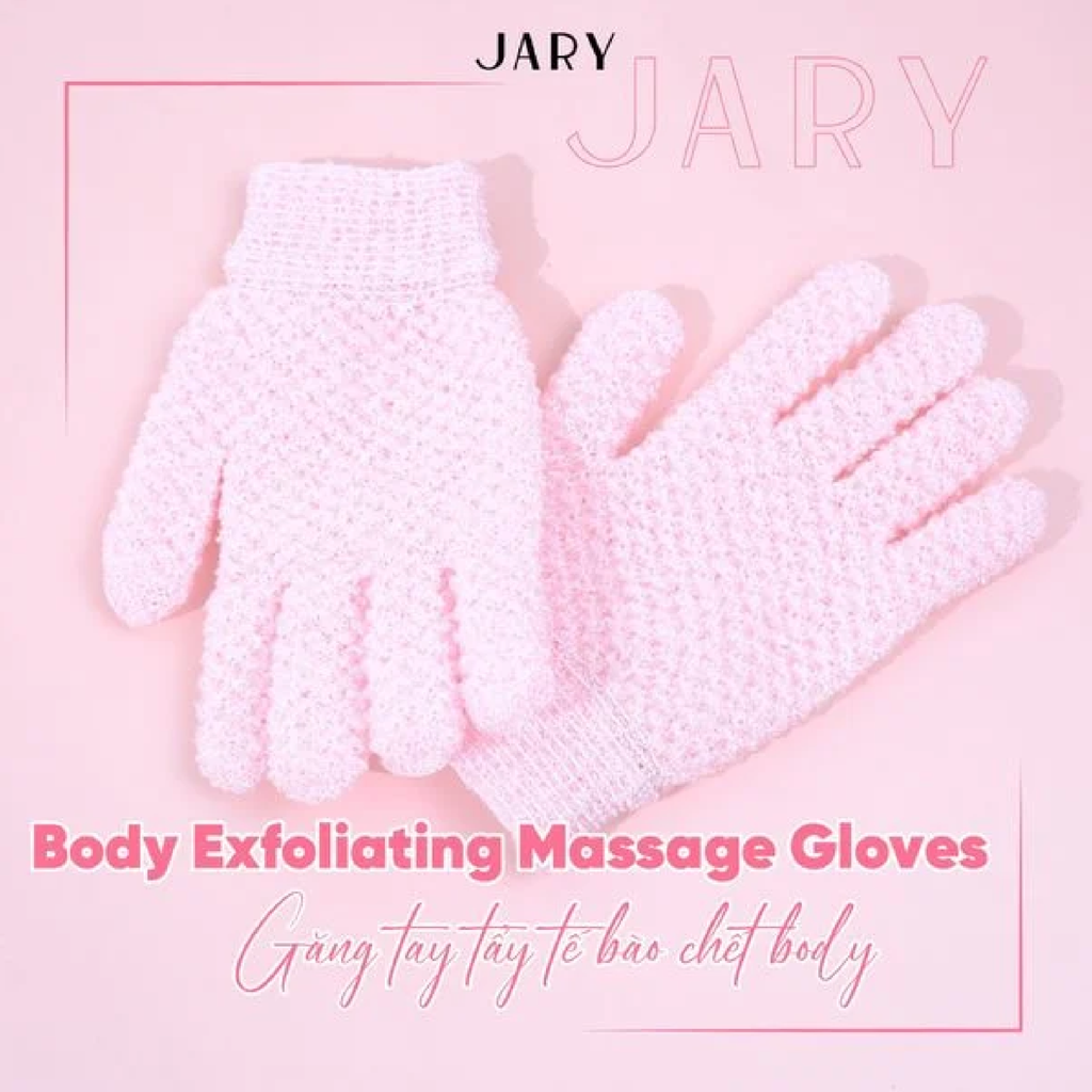 Găng Tay Tẩy Tế Bào Chết Jary Body Exfoliating Massage Gloves Màu Hồng