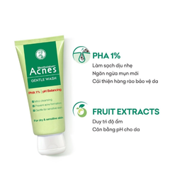 Gel Rửa Mặt Acnes Gentle Wash PHA 1% pH Banlancing Ngăn Ngừa Mụn 100g