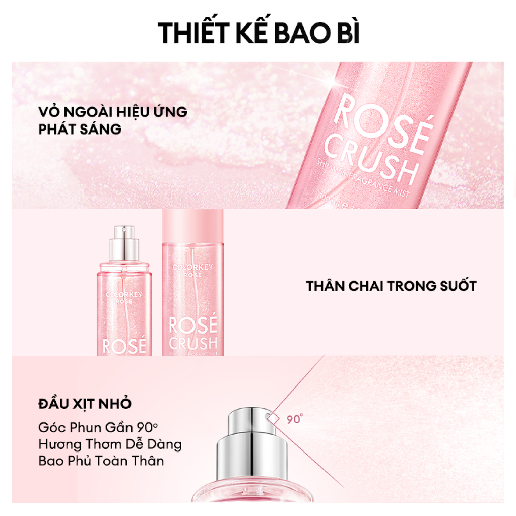 Xịt Thơm Colorkey Rosé Crush Shimmer Fragrance Mist 100ml