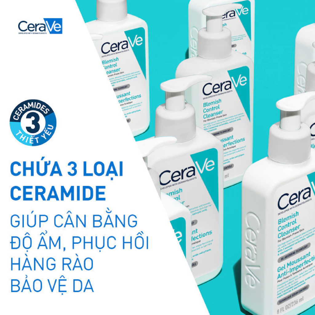 Sữa Rửa Mặt CeraVe Blemish Control Cleanser Cho Da Dầu Mụn