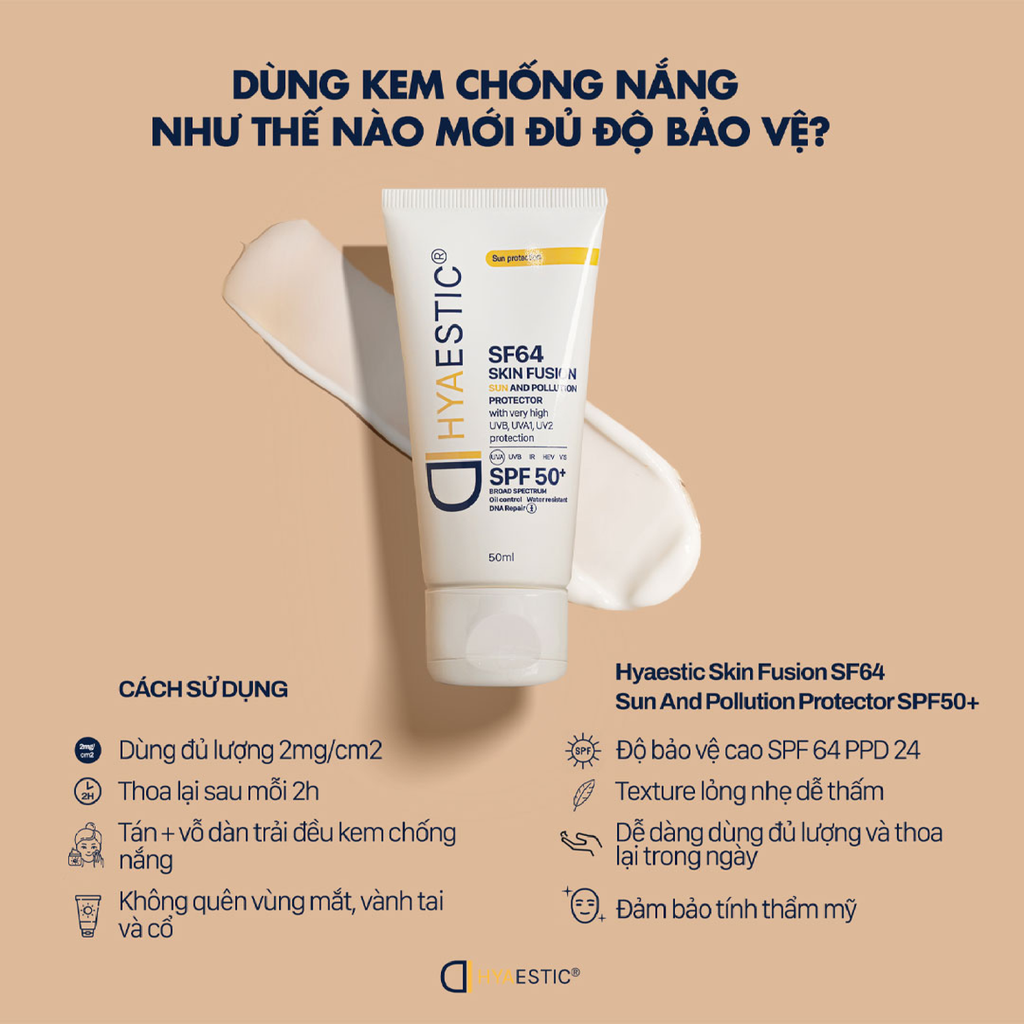Kem Chống Nắng Hyaestic SF64 Skin Fusion Sun And Pollution Protector Bảo Vệ Da 50ml
