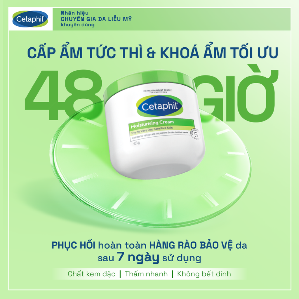 Kem Dưỡng Ẩm Cetaphil Moisturising Cream Dry To Very Dry, Sensitive Skin Dưỡng Ẩm 453g