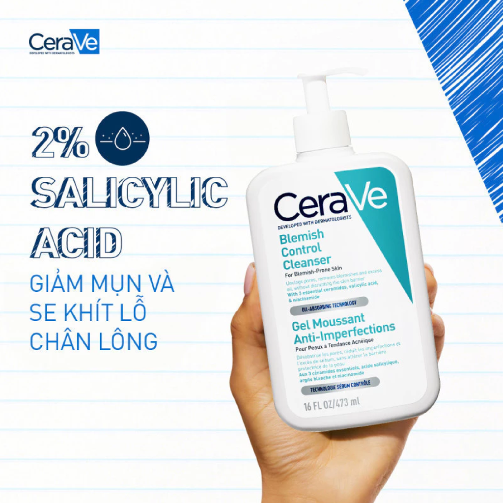 Sữa Rửa Mặt CeraVe Blemish Control Cleanser Cho Da Dầu Mụn