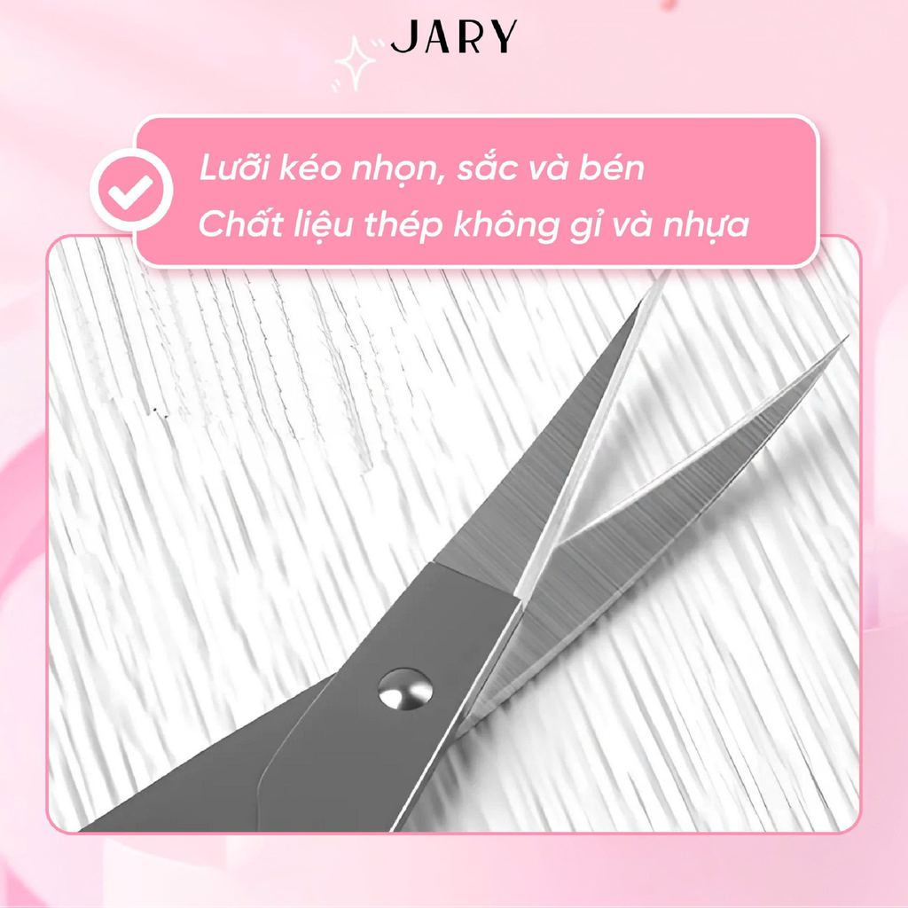 Kéo Tỉa Mày, Cắt Lông Mi Jary Eyebrow Scissors Màu Hồng