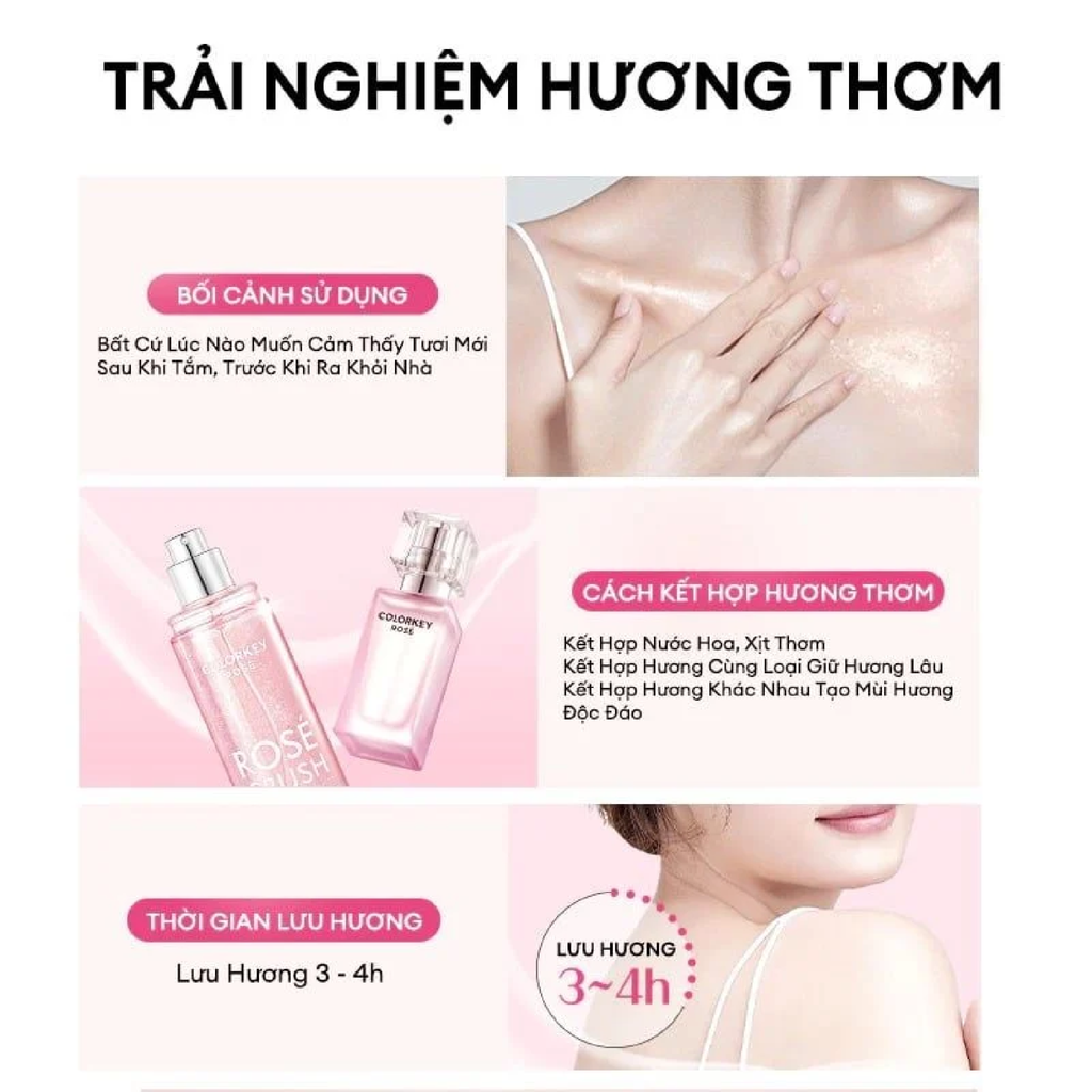 Xịt Thơm Colorkey Rosé Crush Shimmer Fragrance Mist 100ml