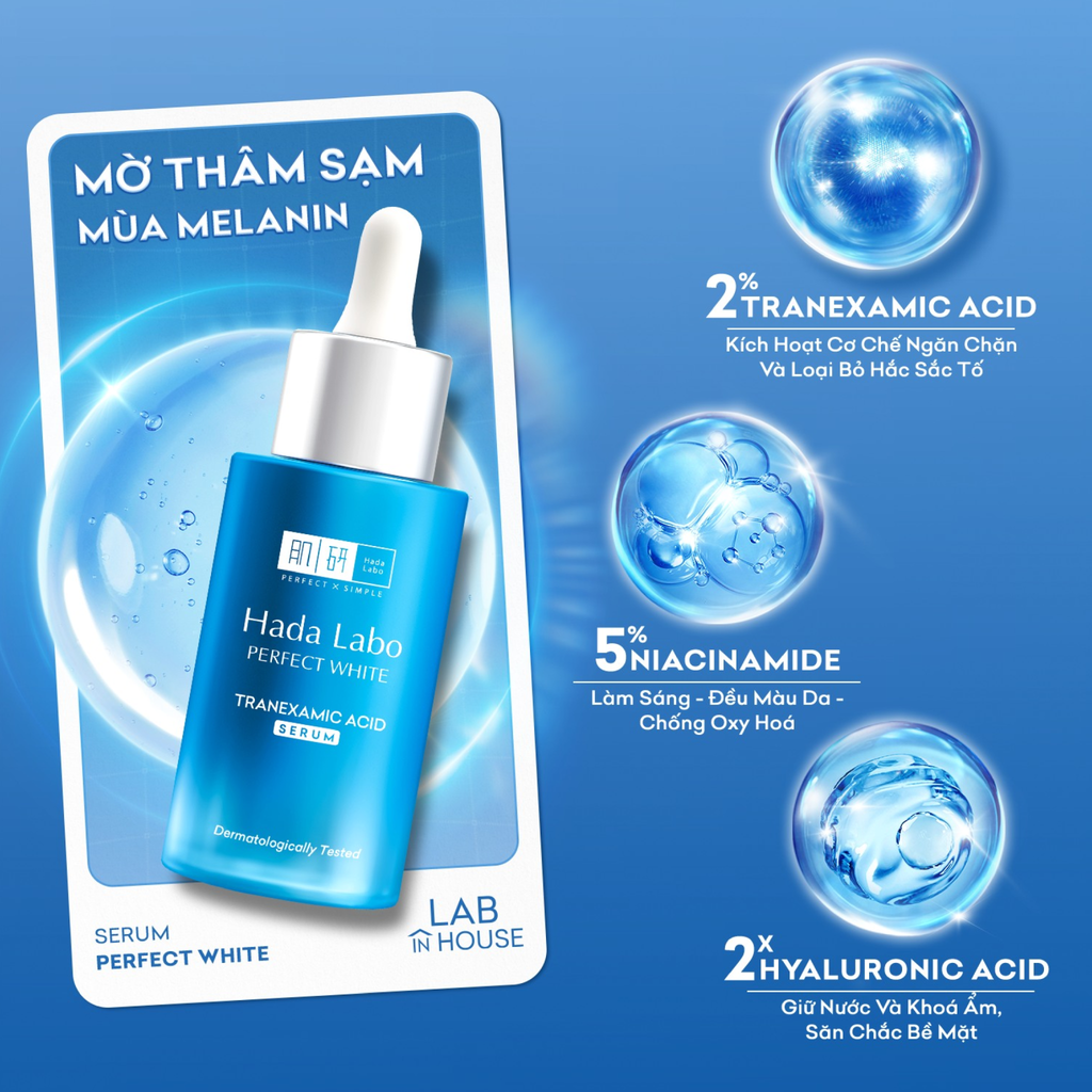Tinh Chất Dưỡng Trắng Hada Labo Perfect White Tranexamic Acid Serum Giảm Thâm Sạm, Mờ Thâm 30ml