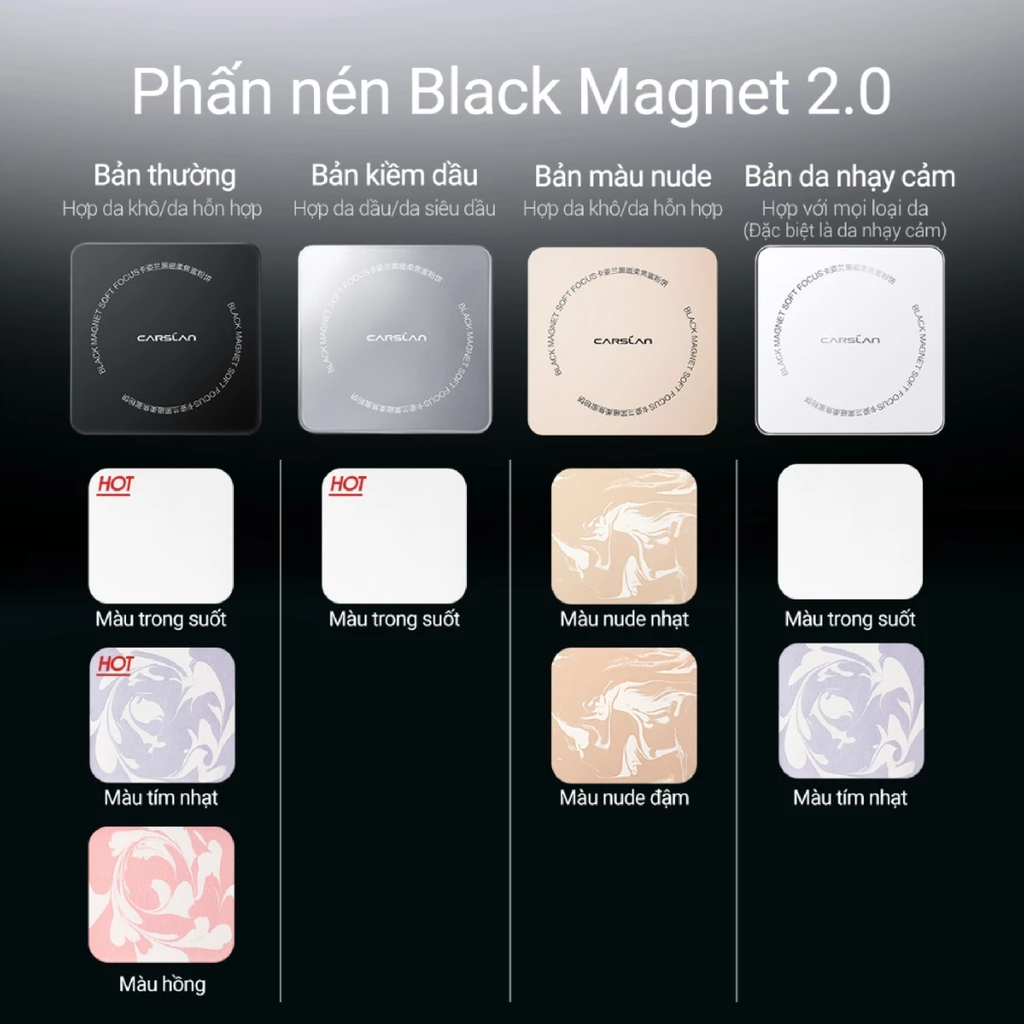 Phấn Carslan Black Magnet Soft Focus Powder 8g (Bản Nâng Cấp 2.0)