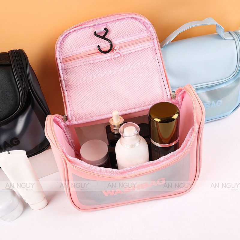 Túi Đựng Mỹ Phẩm WASH BAG Dạng Hộp Có Nắp Khóa Lớn