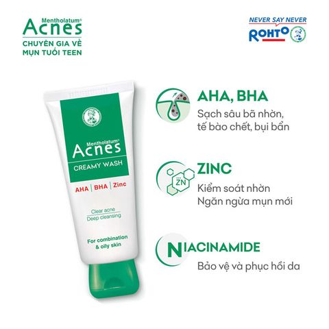 Kem Rửa Mặt Acnes Creamy Wash Ngăn Ngừa Mụn 100gr