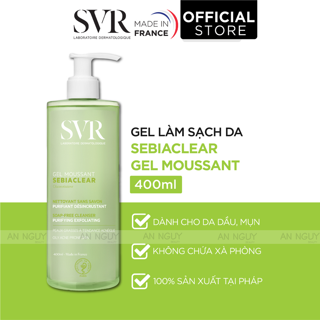 Combo 2 Gel Rửa Mặt SVR Sebiaclear Gel Moussant Cho Da Dầu (400mlx2)