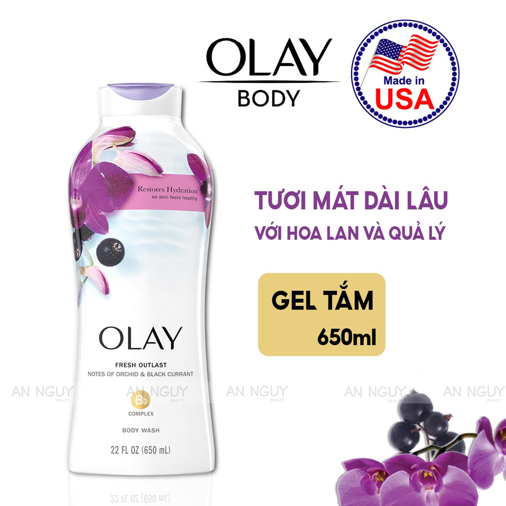 Sữa Tắm Olay Body Wash Lưu Hương Thơm Lâu 650ml (Hàng Mỹ Nhập Khẩu)