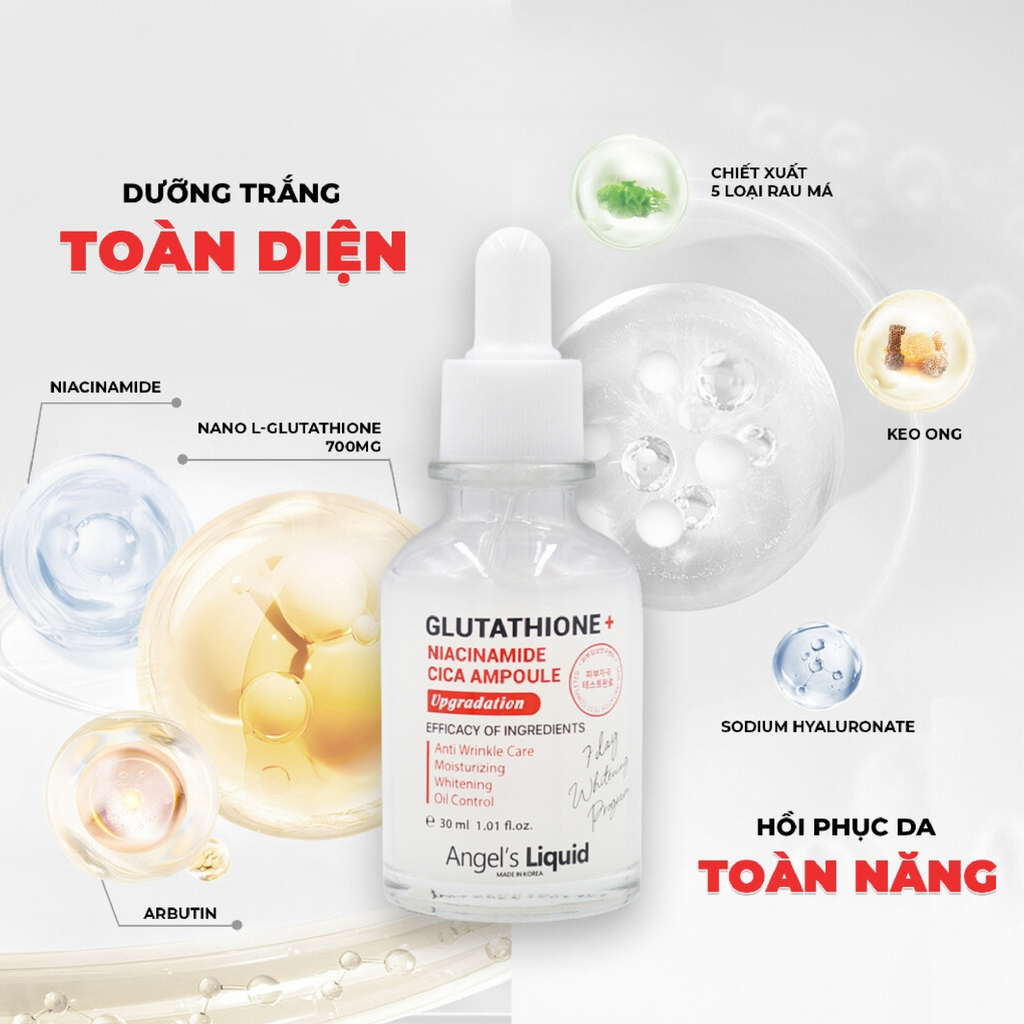 Tinh Chất Angel’s Liquid Glutathione + Niacinamide Cica Ampoule (Upgradation) 30ml