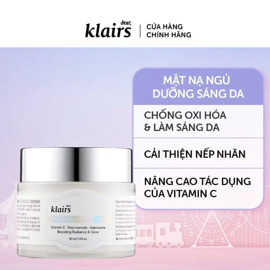 Mặt Nạ Ngủ Klairs Freshly Juiced Vitamin E Mask Dưỡng Ẩm, Chống Lão Hóa