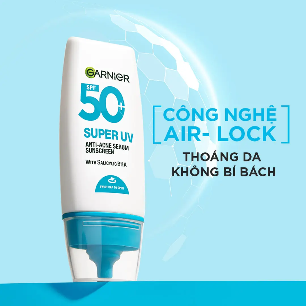 Serum Chống Nắng Garnier Super UV Anti - Acne Serum Sunscreen SPF50+ PA++++ Kiềm Dầu, Giảm Mụn 30ml