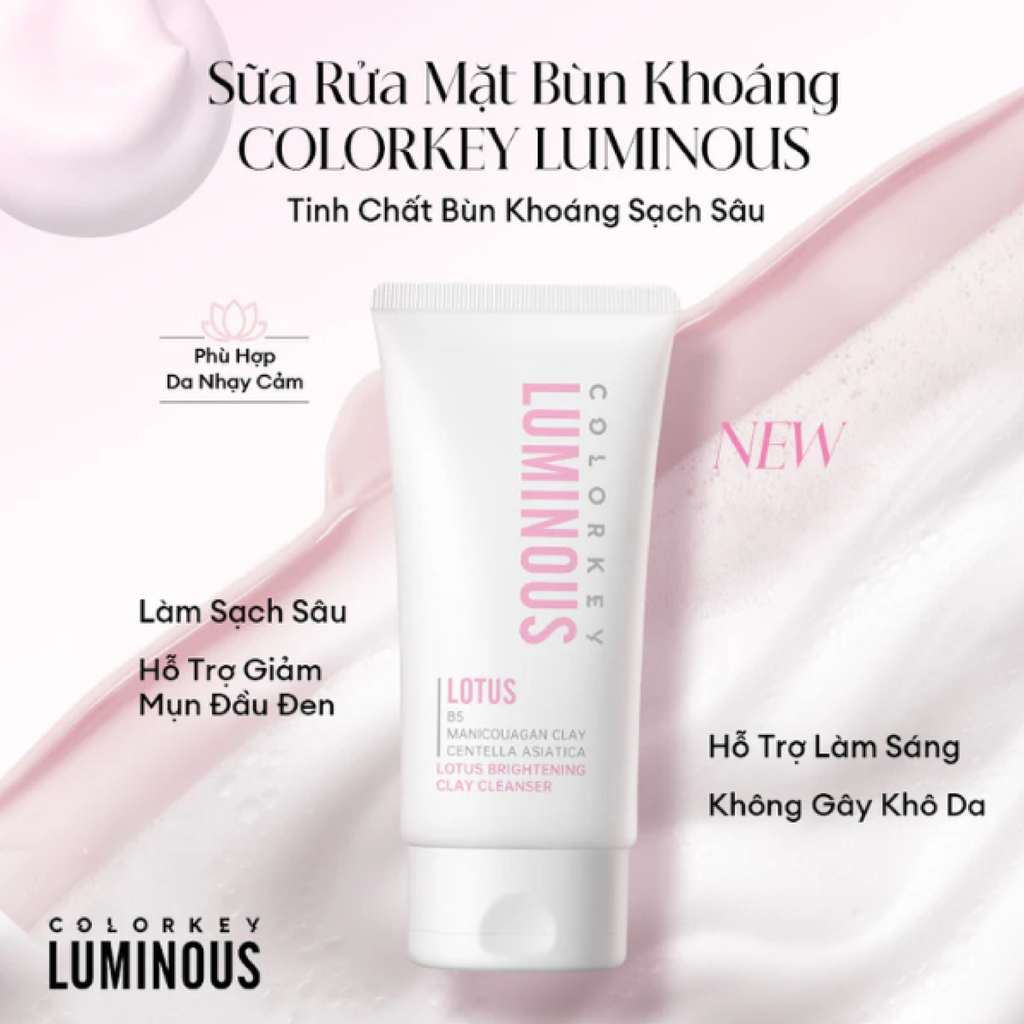 Sữa Rửa Mặt Đất Sét Colorkey Luminous Lotus Brightening Clay Cleanser
