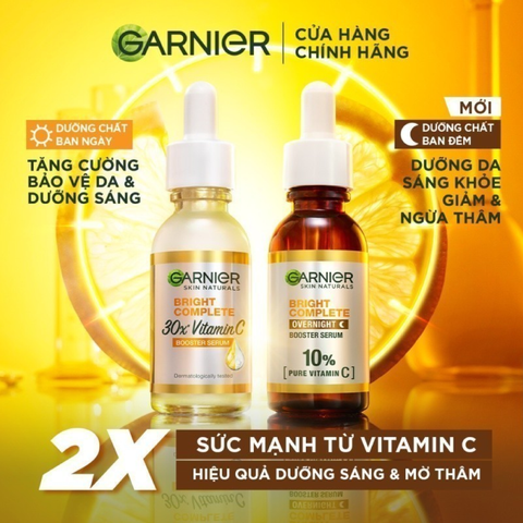 Tinh Chất Dưỡng Da Ban Đêm Garnier Bright Complete Overnight Serum Sáng Da, Giảm Thâm 30ml