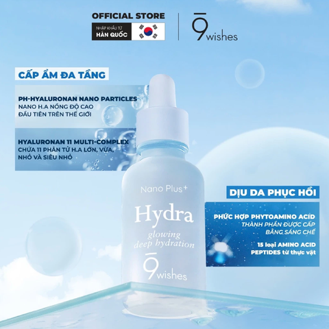 Tinh Chất 9Wishes Hydra Ampule Nano Plus+ Glowing Deep Hydration 30ml