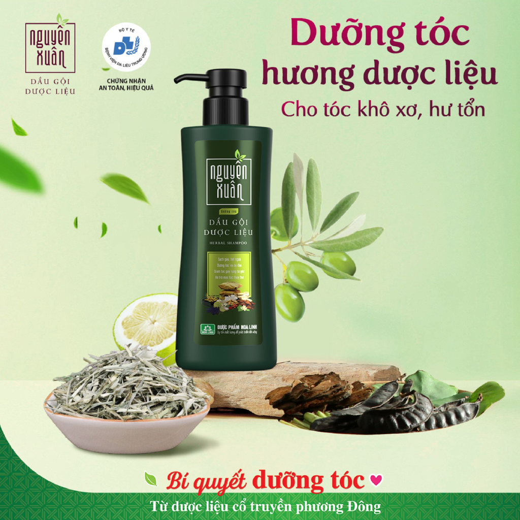 Dầu Gội Dược Liệu Nguyên Xuân Herbal Shampoo Sạch Gàu, Giảm Gãy Rụng
